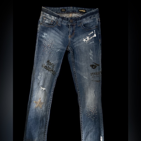 STELLA Distressed Raw Hem Jeans - Blue main image 1